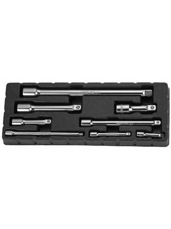 S28H08S JONNESWAY Набор удлинителей 1/4" - 50,75,150 мм 3/8" - 75,150, 1/2"DR - 75,125,250 мм, 8 предметов