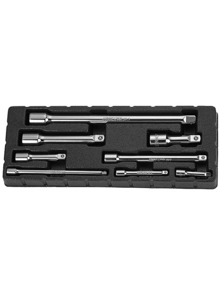 S28H08S JONNESWAY Набор удлинителей 1/4" - 50,75,150 мм 3/8" - 75,150, 1/2"DR - 75,125,250 мм, 8 предметов