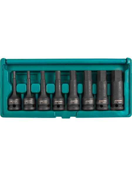 S05A408S JONNESWAY Набор шестигранных ударных головок 1/2", H5-H19, 8 предметов