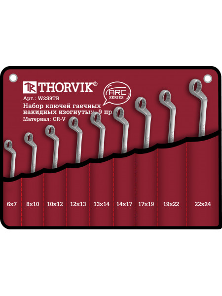 W2S9TB Thorvik Набор ключей накидных в сумке 6-24 мм, 9 предметов