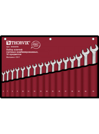 W3S16TB Thorvik Набор ключей комбинированных в сумке, 6-24 мм, 16 предметов