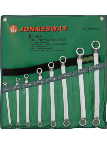 W23108S JONNESWAY Набор ключей гаечных накидных изогнутых 75° в сумке, 6-22 мм, 8 предметов