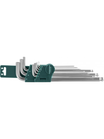 H06SM109S JONNESWAY Комплект угловых шестиграников EXTRA LONG с шаром 1,5-10мм, 9 предметов S2 материал