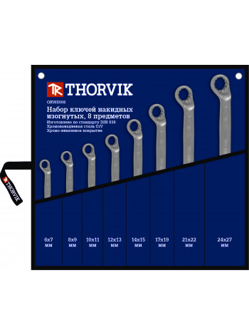 ORWS008 Thorvik Набор ключей накидных 75° в сумке 6-27 мм, 8 предметов