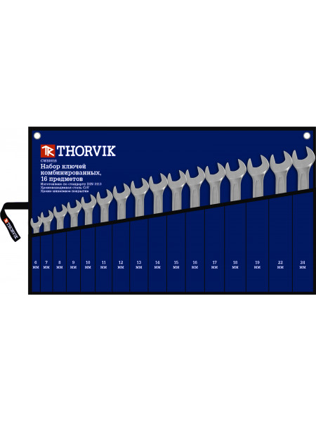 CWS0016 Thorvik Набор ключей комбинированных в сумке 6-24 мм, 16 предметов