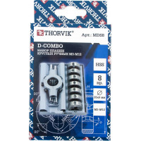 MDS8 Thorvik Набор плашек D-COMBO круглых ручных М3-М12, HSS, 8 предметов
