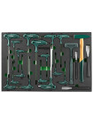 H10121SV JONNESWAY Набор угловых отверток (торцевых ключей), шестигранных и TORX, молотков и зубил. 21 предмет в EVA ложементе 560х400 мм.