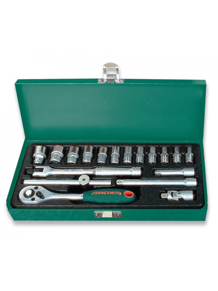 S04H2118S JONNESWAY Набор головок торцевых 1/4"DR 4-13 мм., с аксессуарами, 18 предметов