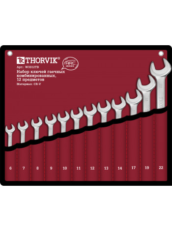 W3S12TB Thorvik Набор ключей комбинированных в сумке, 6-22 мм, 12 предметов