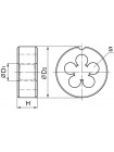 MDG1015 Thorvik Плашка D-DRIVE круглая ручная с направляющей в наборе М10х1.5, HSS, Ф25х9 мм