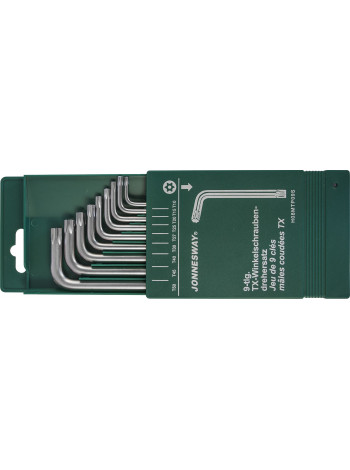 H08MTP09S JONNESWAY Комплект угловых ключей Torx с центрированным штифтом Т10-Т50, S2 материал, 9 предметов