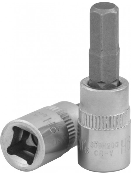 S09H206 JONNESWAY Торцевая головка 1/4"DR с шестигранной вставкой Hex 6 мм, L-37 мм