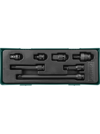 S03A401SP JONNESWAY Комплект аксессуаров для ударных головок 1/2" 7 предметов (ложемент)