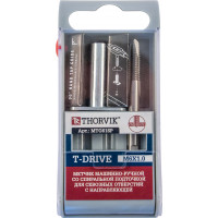 MTG8125SP Thorvik Метчик машинно-ручной T-DRIVE со спиральной подточкой для сквозных отверстий с направляющей в наборе М8х1.25, HSS-G