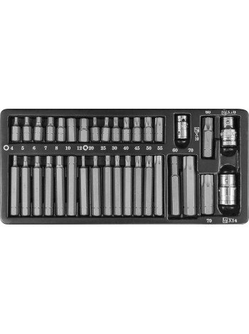 S29H4135S JONNESWAY Набор вставок-бит 10 мм шестигранных Н4-12мм, TORX® Т20-Т70 (30 и 75 мм) и адаптеров 3/8’’DR и 1/2’’ 35 предметов