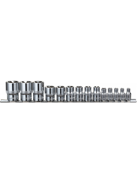 910614 Ombra Набор головок торцевых 1/4", 3/8", 1/2" на держателе, внешний TORX, E4-E24, 14 предметов
