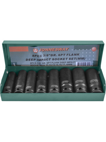 S03AD3108S JONNESWAY Набор головок торцевых ударных глубоких 3/8" 10-19 мм, 8 предметов