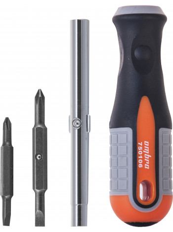 750106 Ombra Отвертка стрежневая 6 в 1 ROUND GRIP 1/4",5/16" SL5,6, PH1,2