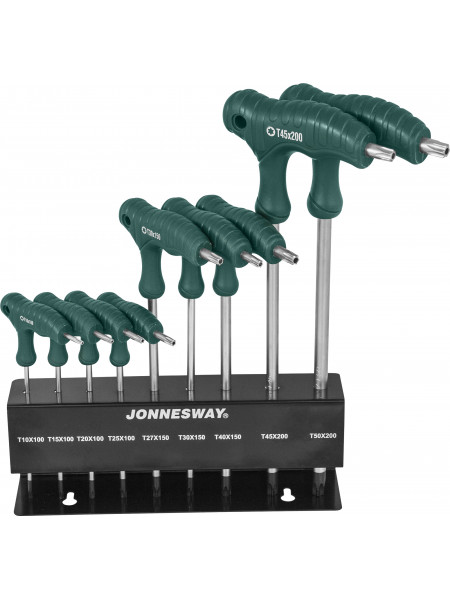 H10MT09S JONNESWAY Комплект угловых ключей Torx двусторонних с центрированным штифтом Т10-Т50, S2 материал, 9 предметов